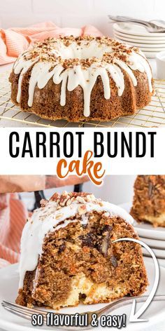 This is not your ordinary carrot cake recipe. Carrot Bundt Cake is wrapped around a cheesecake filling and covered with cream cheese frosting. It makes an impressive centerpiece for any dessert table! Carrot Cake In A Bundt Pan, Bundt Carrot Cake Recipes From Mix Boxes, Carrot Cake Recipe Bundt Pan, Best Bundt Cake Recipes Moist, Fall Deserts Ideas, Bundt Cake Recipes From Mix Boxes, Carrot Bundt Cake Recipe, Christmas Carrot Cake, Carrot Cake Bundt