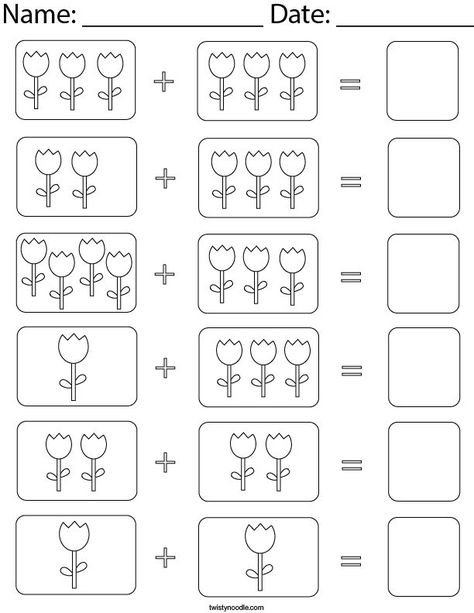 Kg1 Worksheets Maths, Spring Math Worksheets Preschool, Prek Math Worksheets, Math Worksheet Kindergarten, Preschool Addition Worksheets, Math Worksheets Preschool, Addition Worksheets Kindergarten, Addition With Pictures, Matematik Prasekolah