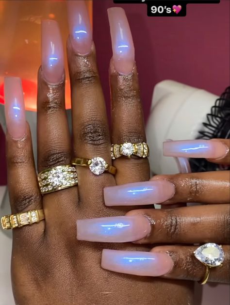 Curved 90s Nails, Curved Junk Nails, 90s Curved Nails Medium, Long Curved Acrylic Nails Coffin, 90s Curved Nails Long, Nail Designs Encapsulated, Curved Square Nails, Square Curved Nails, 90s Acrylic Nails Art Designs