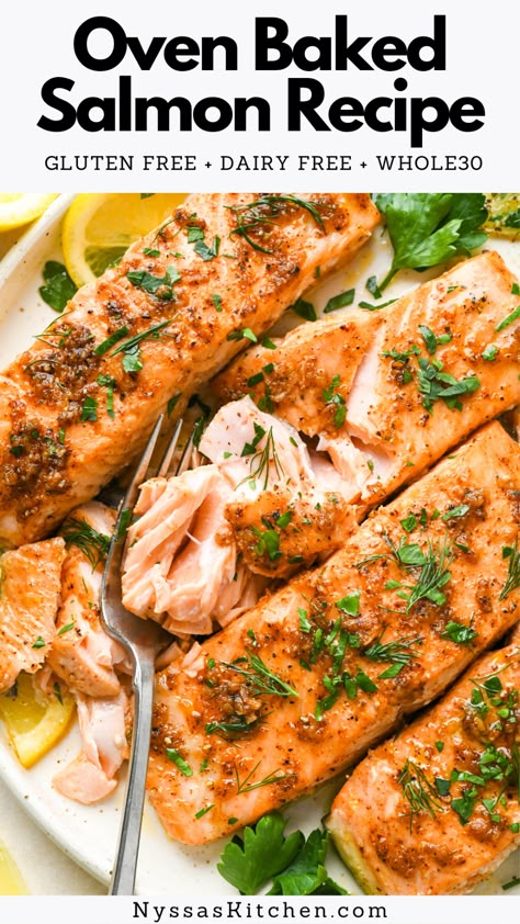 Simple Healthy Salmon Recipes, Good Healthy Fish Recipes, Salmon Recipes To Lower Cholesterol, Easy Healthy Dinner Salmon, Paleo Baked Salmon, Low Salt Salmon Recipes, Salmon Recipes Non Dairy, Healthy Salmon Seasoning, Salmon Recipes Baked Dairy Free