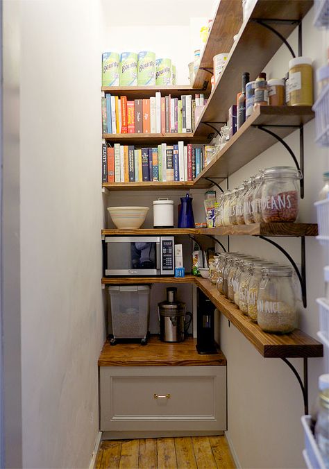 executing on this idea: moving large appliances into the pantry. Under Stairs Pantry, Narrow Pantry, Narrow Closet, Organiser Cucina, Pantry Room, Desain Pantry, Corner Pantry, Pantry Remodel, Pantry Cupboard