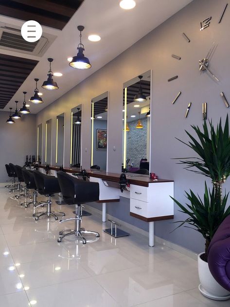 Barbing Salon Design In Nigeria, Parlour Interior Design Beauty, Nail Salon Interior Design Ideas, Beauty Parlour Interior Design, Henna Design Tutorial, Barbershop Design Interior, Bridal Henna Design, Parlour Design, Saloon Decor