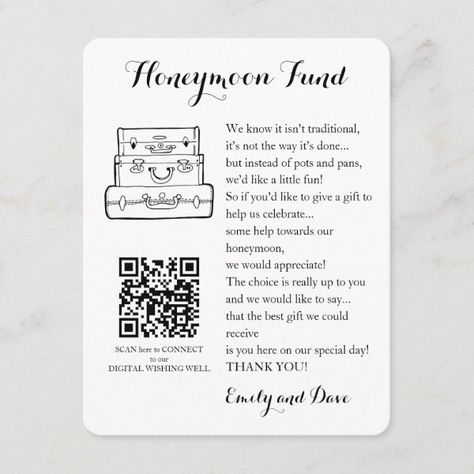 Honeymoon fund request wedding QR CODE Enclosure Card Honeymoon Fund Shower, Honeymoon Fund Wording, Honeymoon Fund Sign, Honeymoon Shower, Honeymoon Registry, Wedding Fund, Travel Fund, Honeymoon Fund, Wedding Enclosure Cards