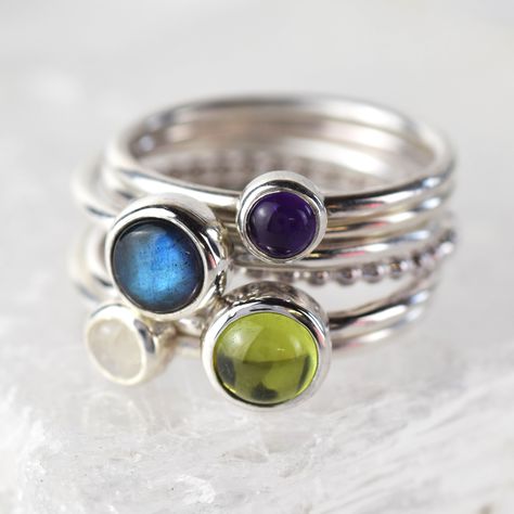 Spinner Rings Womens, Stone Settings Jewelry, Gemstone Stacking Ring, Pave Wedding Bands, Birthstone Stacking Rings, Sterling Silver Jewelry Rings, Stacking Ring Set, Three Stone Ring, Plain Bands