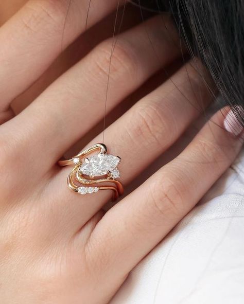 Grew & Co Fine Jewellery on Instagram: "MAEVA MARQUISE ✨ Part of our organic collection with a fluid, curved band, we’re loving the unexpected and unique look of the marquise diamond. Available in six carat weights when you shop our White Classics range." Marquise Cut Rings, Pear Wedding Ring, Wedding Band Styles, Wedding Rings Round, Engagement Rings Marquise, Dream Engagement, Dream Engagement Rings, Marquise Cut Diamond, Ring Ideas