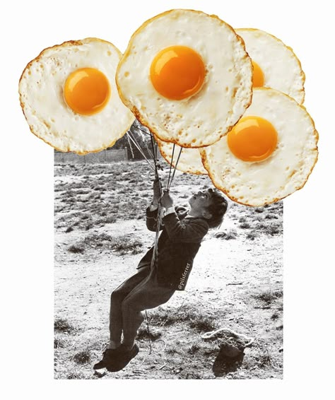 Food Collage, Richard Hamilton, Surrealist Collage, Vintage Collage Art, Surreal Collage, Food Graphic Design, Fried Eggs, Collage Ideas, Vintage Collage