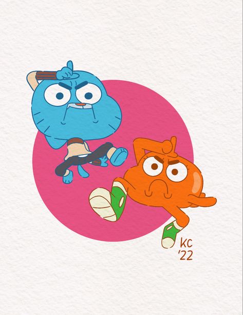 The Amazing World of Gumball illustration using Procreate Gumball And Darwin Painting Canvas, Gumball And Darwin Sketch, Amazing World Of Gumball Tattoo Ideas, Gumball And Darwin Painting, Darwin Fanart Human, Gum Ball And Darwin, Gumball And Darwin Tattoo, Gumball And Darwin Drawing, Amazing World Of Gumball Painting