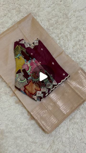 Syras Label on Instagram: "SSB417 *** SOLD OUT *** Drape in the beauty of elegance with our MANGALAGIRI PATTU SAREE paired with our beautiful RAW SILK-PEN KALAMKARI Figurative Fusion Blouse. Fall and pico done.   Blouse size: 36-42 inches   Ready to dispatch across USA.  Plz DM or Whatsapp to +1(919)337-7342 for orders and enquiry.   Note: Blouse is handpainted kalamkari fabric with natural colours and any variations, color spreads and spots on the fabric is considered as uniqueness of the product. Strictly dry wash only.   Colors may vary due to light, camera and screen resolutions. No returns or exchanges.  #penkalamkariblouse #indianethnicwearinusa #rawsilk #mangalagirisaree #mangalagiri #sareelove #syraslabel #syras #kalamkari #kalamkariblouse #cutworkblouse" Mangalagiri Sarees Blouse Designs, Mangalagiri Saree Blouse Designs, Work On Blouse Designs, Color Neck Blouses For Sarees, New Model Pattu Sarees, Pattu Saree Blouse Designs Wedding, Pen Kalamkari Blouses, Color Neck Blouse, Blouse Models For Pattu Sarees