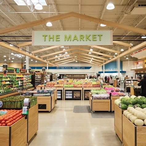 Local Grocery Store Design, Supermarket Design Exterior, Supermarket Interior, Organic Supermarket, Grocery Market, Grocery Store Design, Fresh Brand, Retail Solutions, Retail Lighting