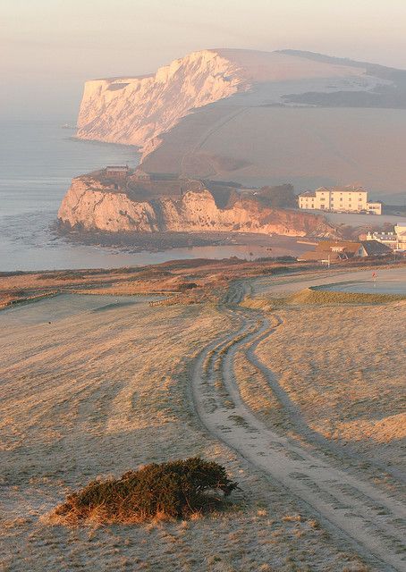 Tennyson Trail down to Freshwater Bay and up to the Tennyson monument in the frost Isle Of Wight England, British Seaside, England And Scotland, Isle Of Wight, England Travel, British Isles, Pretty Places, Kitchen Counter, Beautiful Landscapes