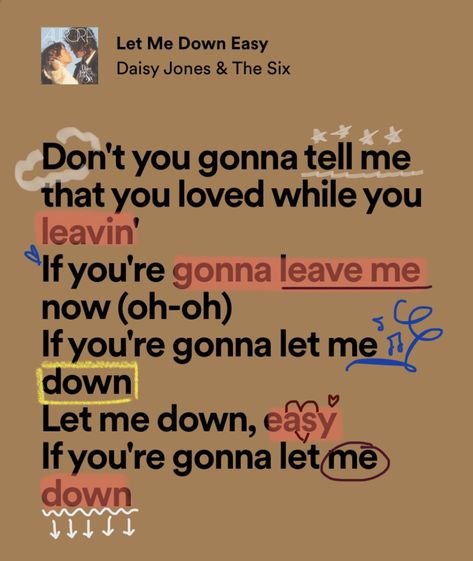 Let Me Down Easy Daisy Jones, Daisy Jones And The Six Songs, Daisy Jones And The Six Lyrics, Daisy Jones And The Six, 70s Aesthetic, Daisy Jones, Spotify Lyrics, Let Me Down, Book Aesthetics