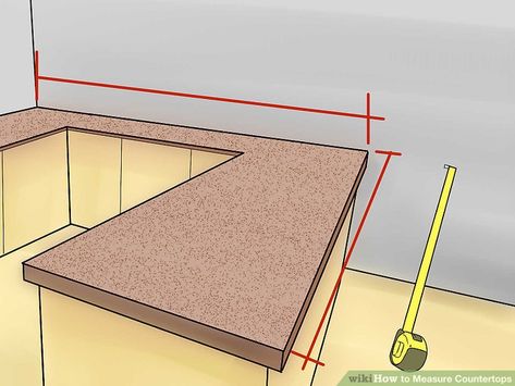 4 Ways to Measure Countertops - wikiHow How To Measure For Countertops, Old Home Diy, Curved Countertop, Diy Home Makeover, Hickory Kitchen Cabinets, Top Of Kitchen Cabinets, Replacing Kitchen Countertops, Kitchen Cabinets And Countertops, New Countertops