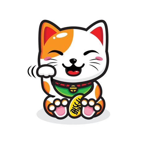 Lucky cat character vector design Deery Lou, Money Cat, Australian Flags, Cat Basket, Character Vector, Cat Svg, Neko Cat, Cat Vector, Unicorn Cat