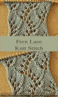 Lace Yarn Knitting Patterns, Fern Lace Knitting Pattern, Knit Lace Pattern Stitches, Lace Knitting Free Patterns, Lace Pattern Knitting Charts, Fun Knitting Stitches, Knit Lace Scarf Patterns Free, Knitting Stitch Chart, Lace Knit Patterns Free