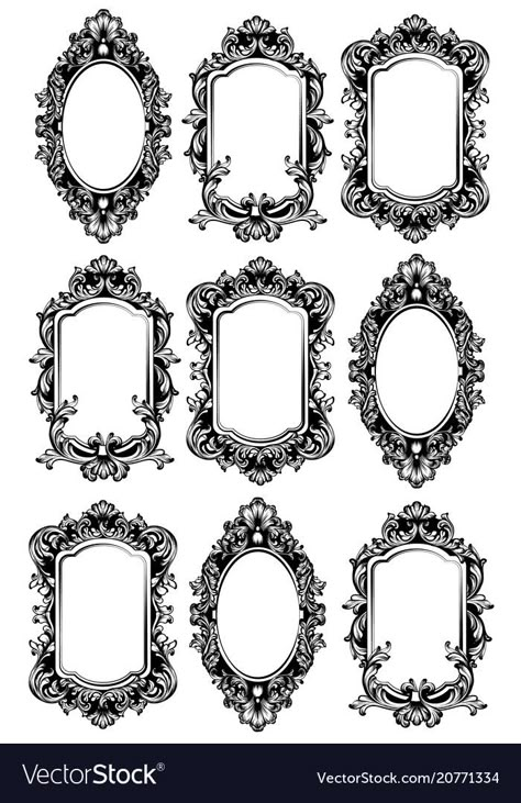 Vintage Frame Tattoo, Mirror Design Ideas, Wall Mirror Ideas, Mirror Tattoos, Mirror Illustration, Mirror Drawings, Framed Tattoo, Frames Design, 카드 디자인