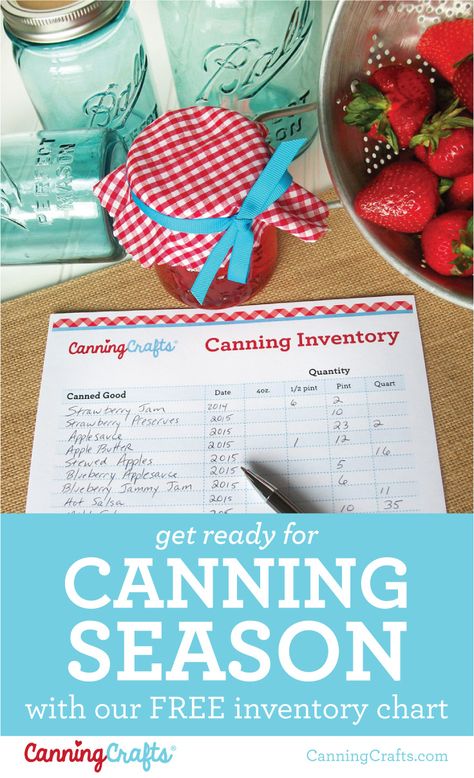 Are you ready for canning season? Download our FREE printable canning inventory chart to help keep track of what you put up!  | CanningCrafts Canning Planner, Canning Inventory, Canning Apples, Food In Jars, Canning Jar Labels, Canning Peaches, Food Preserving, Hot Salsa, Mild Salsa