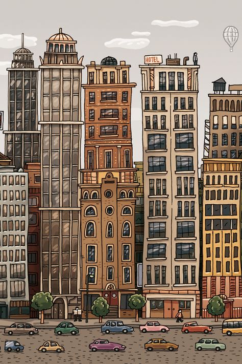 Sand City - Illustration on Behance Sand City, Architecture Sketching, Cityscape Drawing, City Sketch, Building Drawing, Building Illustration, Tall Buildings, City Drawing, City Illustration