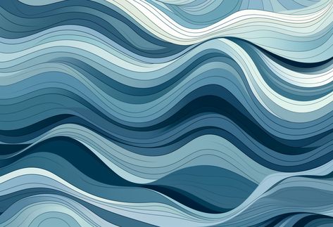 Ocean Minimalist, Black And Blue Wallpaper, Wave Drawing, Wave Illustration, Modern Graphic Art, Wavy Pattern, Water Patterns, Waves Wallpaper, Waves Background