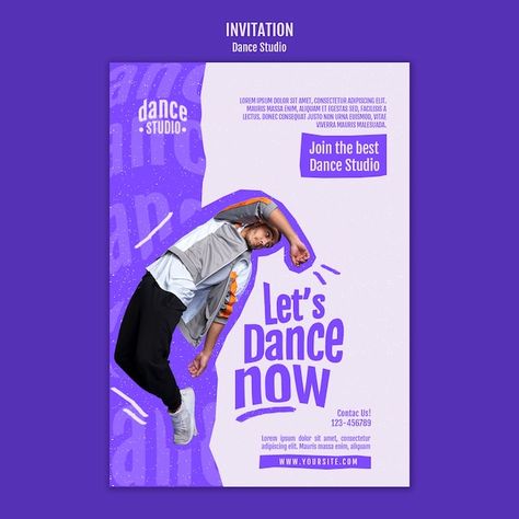 Free PSD dance class studio invitation t... | Free Psd #Freepik #freepsd #dance-class #performing-arts #art-template #art-class Dance Studio Poster, Dance Event Poster, Class Poster Design, Dance Poster Design, Poster Dance, Mises En Page Design Graphique, Class Poster, Flyers Design, Photoshop Design Ideas