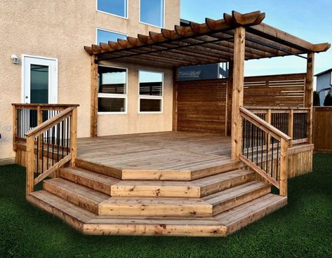 Wood Deck Builder In Winnipeg - Custom Wood Decks in Winnipeg Fence Edging Ideas, Fence Edging, Deck Designs, Edging Ideas, Deck With Pergola, Decor Fall, Backyard Garden, Decks, Fence