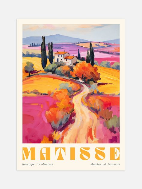 Matisse Italian Landscape Print | Digital Download Impressionist Digital Art, Mattise Inspired Art, Henry Matisse Paintings, Italian Landscape Paintings, Matisse Artwork, Matisse Landscape, Italian Prints, Matisse Inspired Art, Cafe Painting