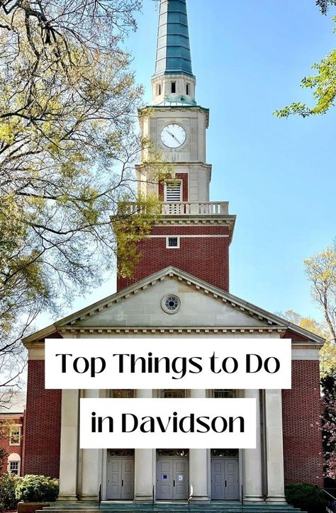 Davidson is the ultimate college town with great food, shopping, and local favorites. It is widely regarded as the most pedestrian-friendly town in Lake Norman, and is known for its kind community and great hospitality. Take a look at some of the best things to do in Davidson! Davidson College, College Things, Lake Norman, College Town, Food Shopping, Great Food, Ferry Building San Francisco, Things To Do, Take A