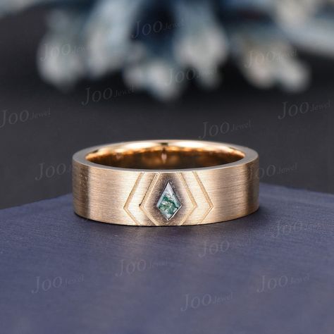 Accept engrave the words inside the ring service: https://www.etsy.com/listing/1103764936/engrave-service Engagement Ring: kite 2.5*4mm natural moss agate Material Metal: 925 sterling silver, Solid 10k/14k/18k gold,platinum This jewelry is made to order, it can be made with any gemstone/metals. 2-3 weeks to finish. Default Shipping method is usps. 30 days non-hassle return policy.For returned items,there may be handcrafting and shipping fee deducted. Engagement Ring Moss, Mens Ring Gold, Moss Agate Wedding Band, Engagement Ring Men, Men Engagement Ring, Ring Moss Agate, Agate Wedding, Mens Gold Rings, Ring Men