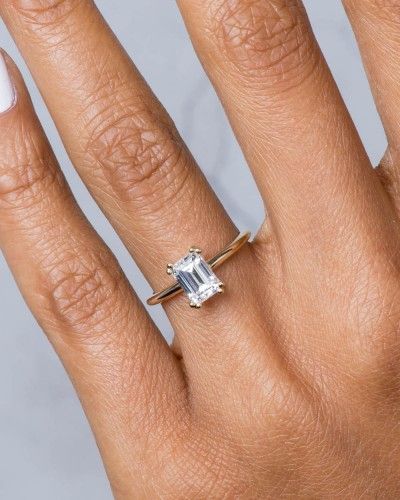 Ethically Sourced Engagement Ring, Emerald Cut Solitaire Engagement Ring, Bario Neal, Engagement Ring Emerald Cut, Emerald Cut Solitaire, Classic Solitaire Ring, Champagne Diamond Rings, Ethical Wedding, Ethical Engagement Ring