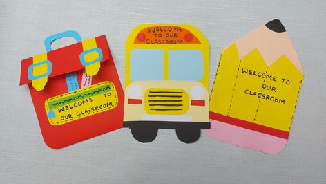 Teachers welcome your students with cute & quick cards. I am sure these cards bring smile on the little ones, and they feel welcome to their new class. Welcome To New Class Cards, Welcome Cards For Kids Back To School, Welcome Cards For Kids, Welcome Cards For Students, Welcome Card Ideas, Welcome Back To School Cards, Welcome Cards, Cards For Students, Well Done Card