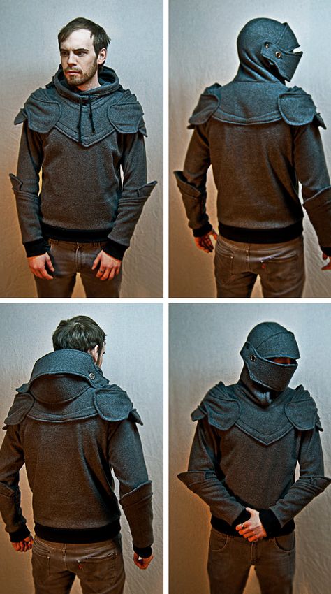 knight hood-E Knight Hoodie, Larp Armor, Character Board, Cool Clothing, Assassins Creed, Horror Art, Larp, Clothing Ideas, Sci Fi