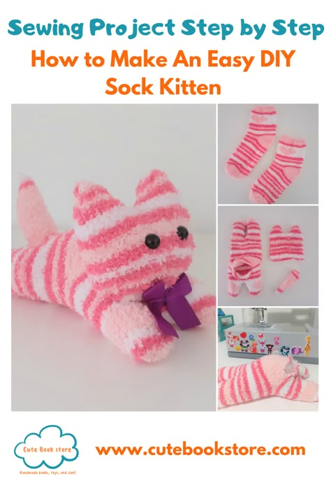 Sock Kitten, Sock Animals Diy, Diy Sock Toys, Sock Animals Patterns, Cat Plushies, Operation Christmas Child Boxes, Cat Plushie, Sock Doll, Sock Dolls