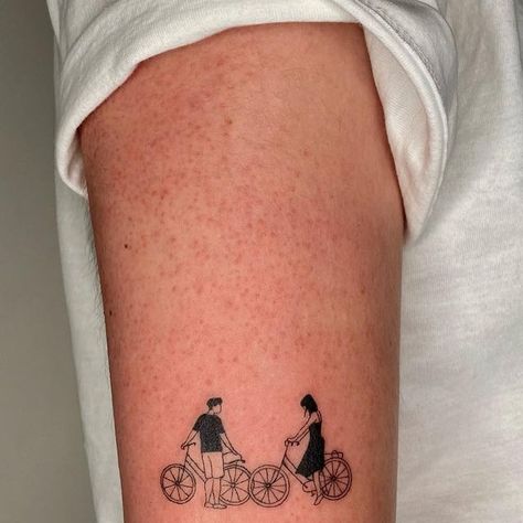 Me Before You Tattoo, Normal People Tattoo Book, Tattoos Movies Inspired, Paul Mescal Tattoo, Normal People Tattoo Ideas, Tiny People Tattoo, Movie Scene Tattoo, Little People Tattoo, Movies Tattoo Ideas