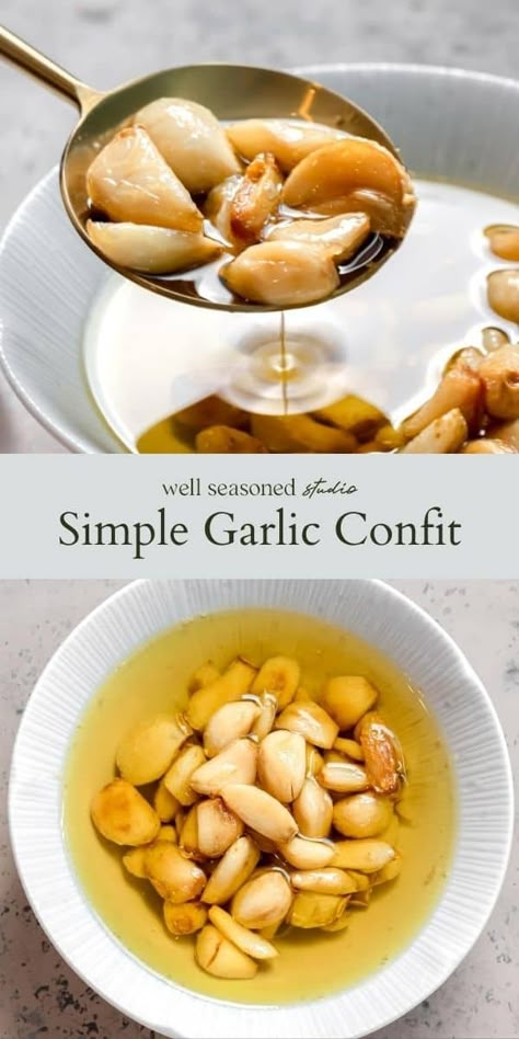 What To Do With Garlic, Garlic Oil Recipe, How To Cook Garlic, Confit Recipes, Garlic Confit, Garlic Spread, Garlic And Olive Oil, Garlic Scapes, Olive Oil Recipes