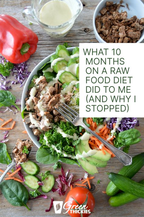 Today I’m sharing What 10 Months On A Raw Food Diet Did To Me (And Why I Stopped). I actually never thought I’d ever quit being a 100% raw foodist. So I’m actually surprised at myself. In this video I explain why I had the sudden change of heart. https://www.greenthickies.com/raw-food-diet/ 1 Week Raw Food Diet, Raw Diet Meal Plan, No Bake Chocolate Bars, Raw Food Diet For Beginners, Green Thickies, Cheesecake Salad, Get More Energy, Salted Caramels, Coffee Diet