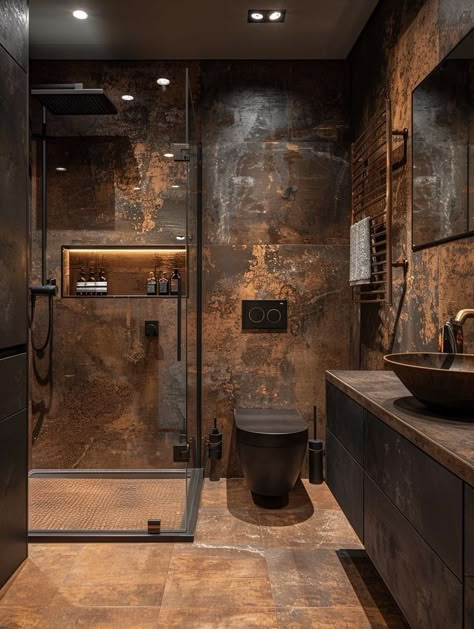 Dry And Wet Bathroom, Small Bathroom And Toilet Design, Shower And Bath Small Bathroom, Old Home Style, Bathroom Wood And Black, Bathroom Italian Style, Separate Bathroom And Toilet Ideas, Small Toilet And Bathroom Design, Bathroom With Black Toilet