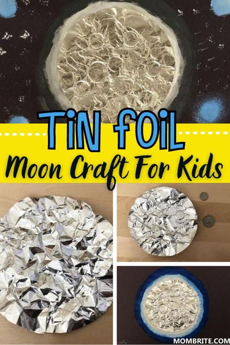 Foil Moon Craft, Astronomy Crafts, Moon For Kids, Outer Space Crafts, Moon Craft, Tin Foil Art, Moon Activities, Space Activities For Kids, Space Lessons