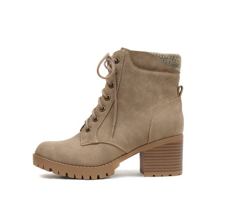 Single Lug Sole Chunky Heel Combat Ankle Boot Lace up w/Side Zipper Feminine Classy Outfits, Taupe Boots Outfit, Fall Inspired Outfits, Ugg Loafers, Chunky Heeled Boots, Boots Fall Ankle, Woman Sneakers, Taupe Boots, Woman Sandals