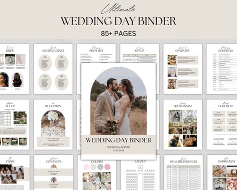 85+ Pages Ultimate Wedding Day Binder Template, Wedding Planner, Wedding Itinerary, Wedding Checklists, Digital & Printable Wedding Binder Wedding Binder Template, Wedding Binder Organization, Wedding Day Binder, Itinerary Wedding, Binder Templates, Wedding Planning Binder, Wedding Checklists, Wedding Binder, Wedding Itinerary