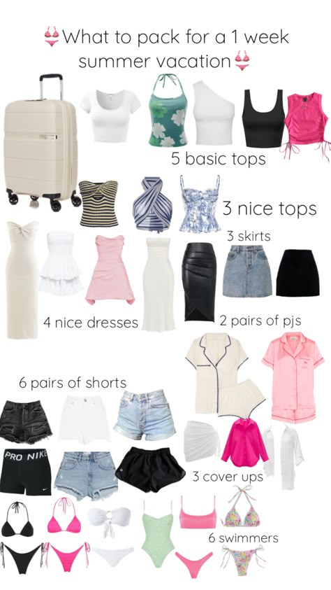 What to pack on a 1 week summer trip🏝️👙. Part one! Spring Holiday Outfit, Summer Vacation Packing List, Summer Bag Essentials, Summer Vacation Packing, Packing Guide, Outfit Inspo Summer, Travel Must Haves, Trendy Outfits For Teens, Hawaiian Outfit