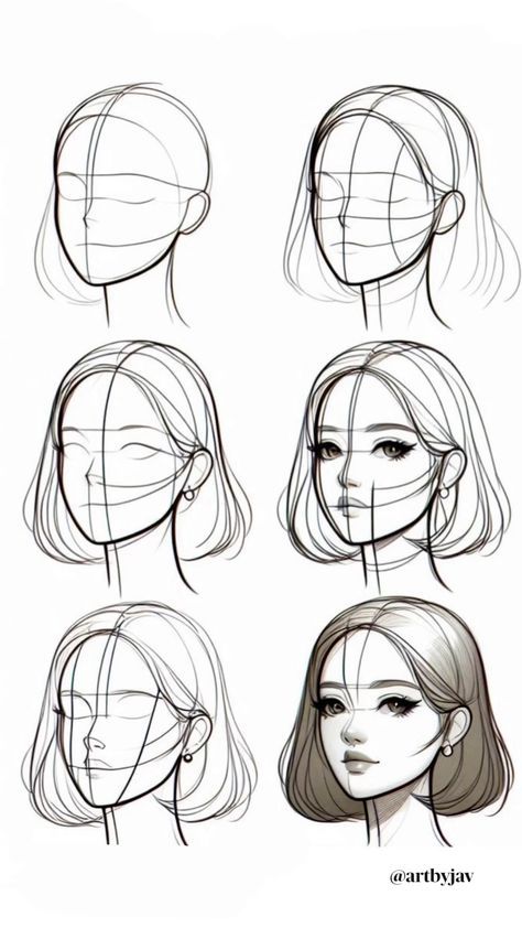 Body Face Drawing, Face Shapes Drawing Female, How To Draw A Person Face, Hair Drawing Practice, Face Reference Drawing Tutorial, How To Draw Heads And Faces, How To Draw Human Figure Step By Step, Sketching A Face, Head Drawing Female