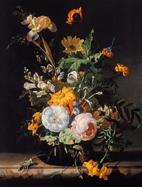 Image: Rachel Ruysch - Still Life of Summer Flowers Rachel Ruysch Flowers, Dutch Masters Still Life, Dutch Masters Flowers, Rachel Ruysch, Art Sources, Oil Painting Frames, Dutch Masters, History Painting, Painting Inspo