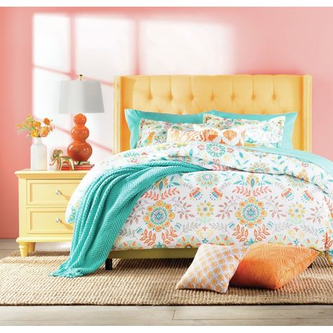 Cabin Decorations, Traditional Bedroom Design, Comforter Sets Boho, Yellow Comforter, Teal Bedroom, Yellow House, Teen Girl Bedroom, Yellow Bedroom