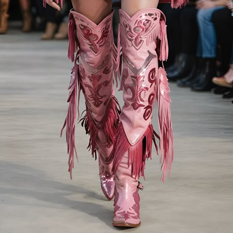 Girly Cowboy Aesthetic, Pink Cowboy Outfit, Pink Cowgirl Outfit, Cowboy Couture, Mythical Symbols, Cowboy Boots Aesthetic, Diy Boots, Cowboy Fashion, Pink Cowboy Boots