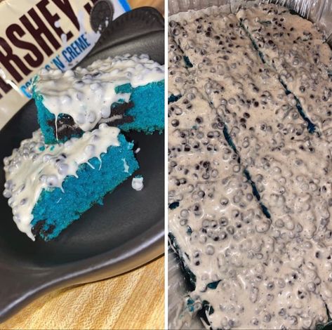 Blue Velvet Cookies And Cream Cake, Blue Velvet Cookies And Cream Brownies, Cookie Monster Brownies Recipe, Blue Velvet Brownies Recipe, Blue Velvet Brownies, Blue Velvet Cookies, Candied Grapes Recipe, Velvet Brownies, Dessert Cups Recipes