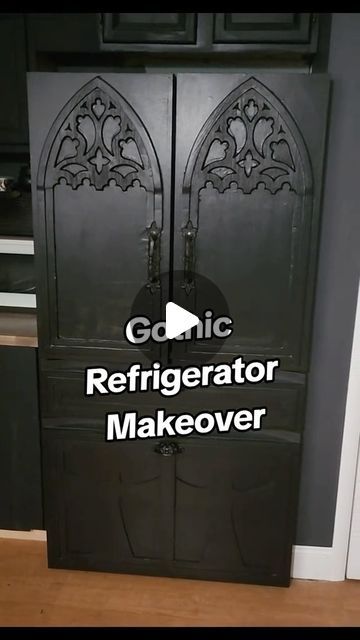 Ikea Gothic Hack, Diy Gothic Furniture, Gothic Room Decor Ideas, Gothic Kitchen Ideas, Goth Decor Diy, Gothic Apartment Decor, Gothic Bathroom Ideas, Gothic Furniture Diy, Refrigerator Makeover