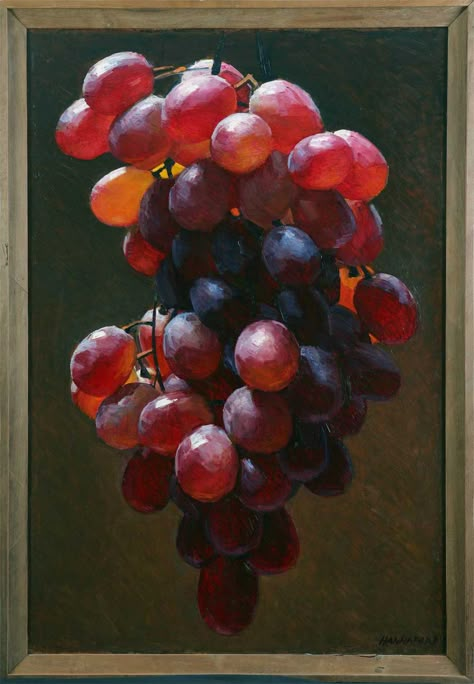 GRAPES, BY ROBERT HANNAFORD – JOSEPH DONAGHY~ ART Grape Oil, Grape Painting, Australian Painters, Bunch Of Grapes, Food Painting, Realism Painting, Fruit Painting, Realistic Paintings, Painting Still Life