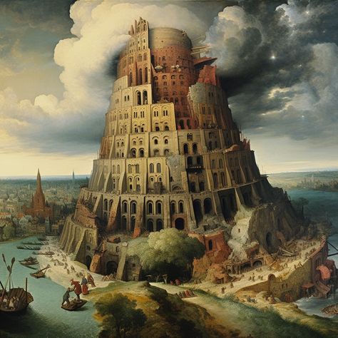 Tower Of Babel Art, Babylon Architecture, Amphitheatre Architecture, Tower Of Bable, Babel Tower, Tower Of Babylon, Architecture Tower, Ancient Persian Art, Decay Art