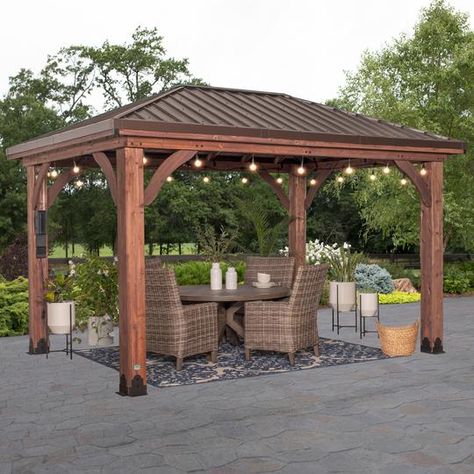 Arizona days are hot but the evenings are still "cool" 😉 It's not too late to get your new gazebo installed by Leisure Installs! Appointments available Monday-Saturday. Diy Gazebo Ideas, Hip Roof Design, Diy Gazebo, Gazebo Ideas, Wooden Gazebo, Outdoor Gazebo, Hardtop Gazebo, Backyard Seating, Backyard Gazebo