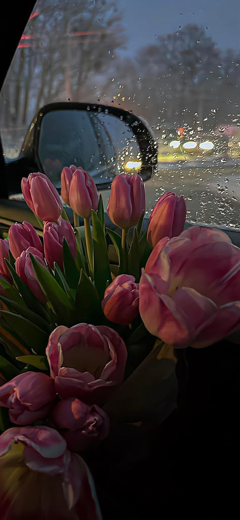 Boquette Flowers, Nothing But Flowers, Flowers Aesthetic, Flower Therapy, Beautiful Bouquet Of Flowers, Pink Bouquet, Pink Tulips, Rain Photography, Flower Backdrop