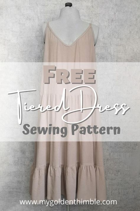 Free Tiered Dress Pattern PDF & Easy Sewing Tutorial. Tiered Dress Pattern, Summer Dress Sewing Patterns, Dress Sewing Patterns Free, Colorful Hairstyles, Sundress Pattern, Simple Dress Pattern, Dresses Sewing, Free Pdf Sewing Patterns, Summer Dress Patterns